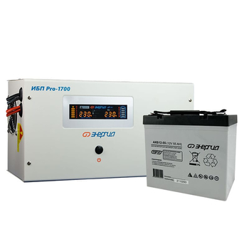 Комплект ИБП Инвертор Энергия ИБП Pro 1700 + Аккумулятор 55 АЧ - ИБП и АКБ - ИБП для котлов - Магазин электротехнических товаров Проф Ток